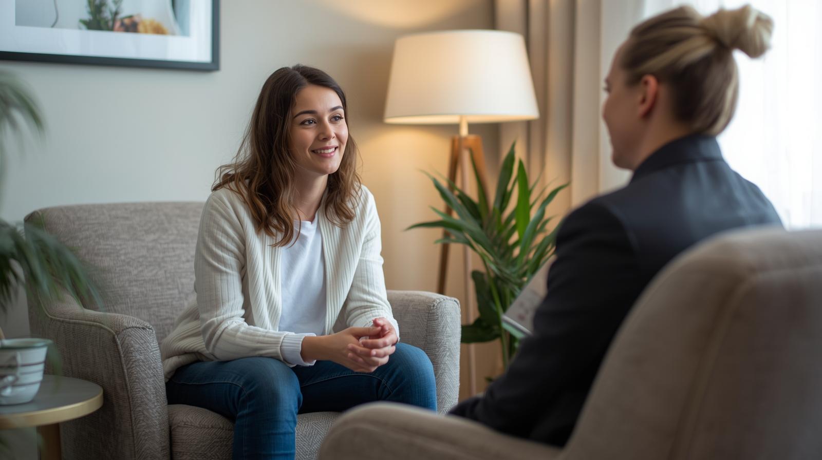 1c9a072f 44ec 4081 8ed3 5e4c56b4dadf TICKET.hs file upload Secondary patient talking to addiction treatment provider in comfortable office cdee23