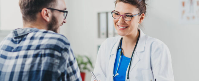A patient consulting a healthcare provider about addiction
