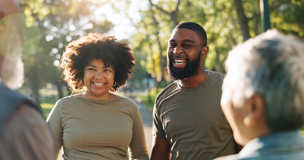 Finding strength in each other, members of a methadone treatment group connect during an outdoor activity.